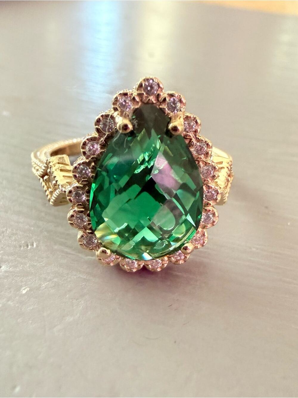 Judith Ripka 925 Sterling Silver 14k Gd Clad Ring Size 10 NEW